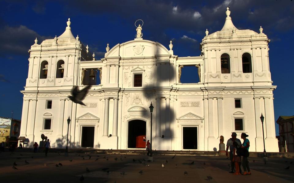 León Cathedral's white facade