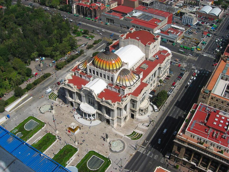 Aerial view of the Palacio de Bellas Artes, Mexico City
